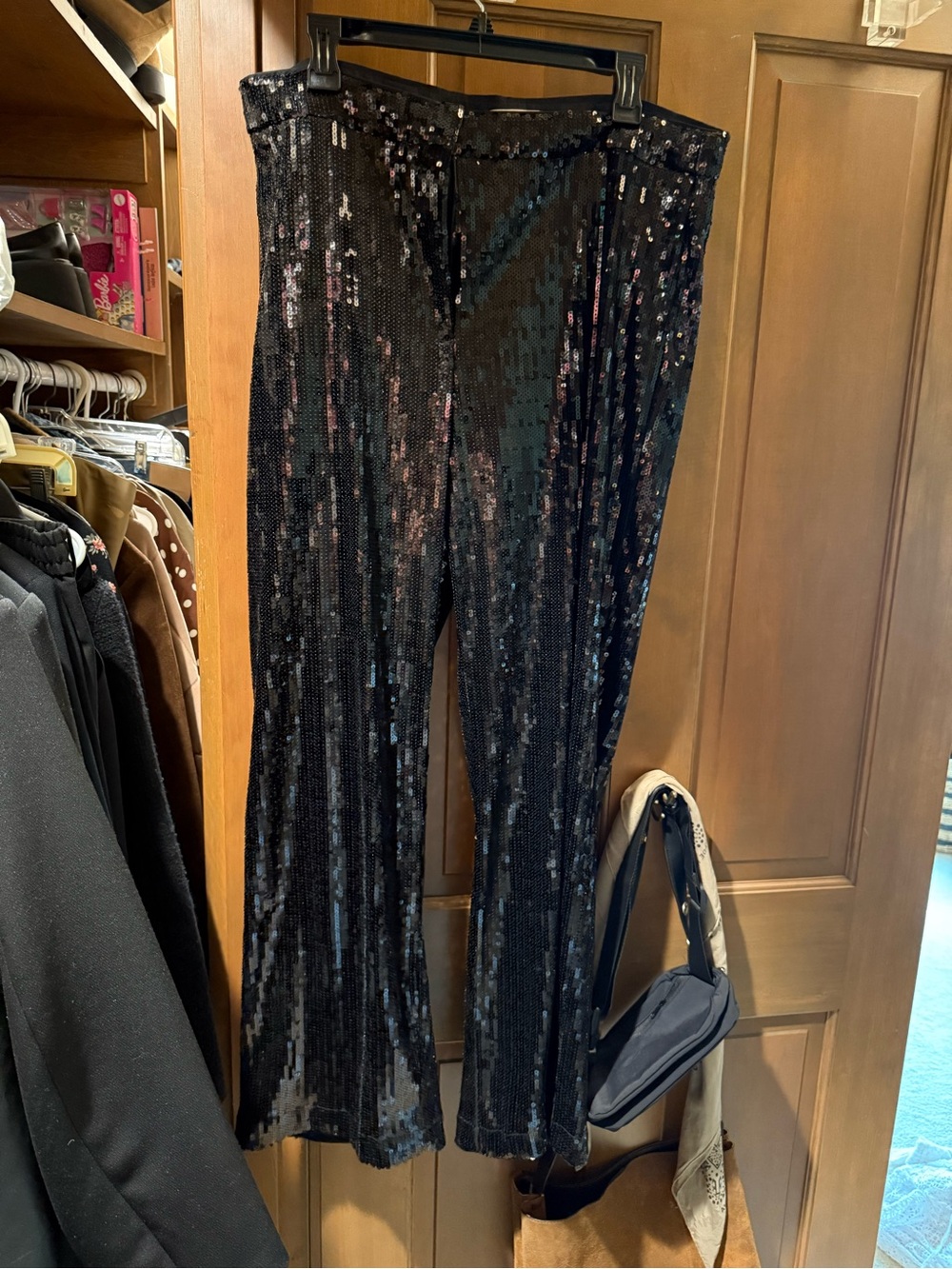H&M Black Sequin Wide-Leg Pants